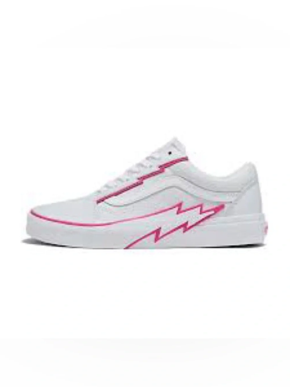 Vans Old Skool Bolt Pop Pink Glow White Leather Sneakers Size 7.5 - Picture 3 of 9